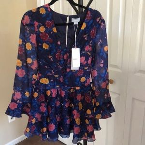 FINDERS KEEPERS Visions mini dress in Navy Floral. Size XS.